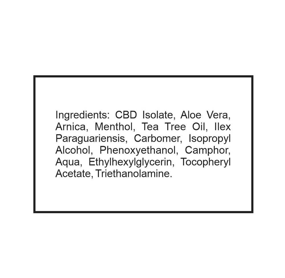 CBD Freeze Gel Roll-On 1500mg ingredients and supplement facts