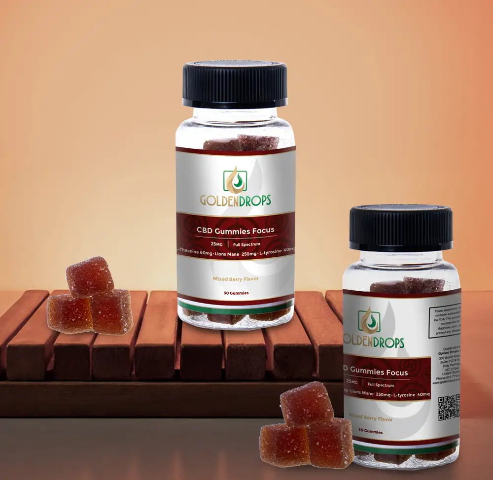 CBD gummies for focus and mental clarity packaging details